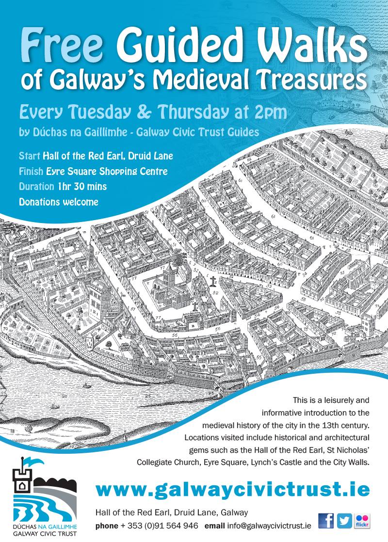 FREE Guided Walks of Medieval Galway every Tuesday and Thursday at 2pm